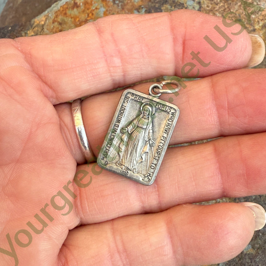 Vintage Sterling Silver Sacred Mother Pendant Protection pendant