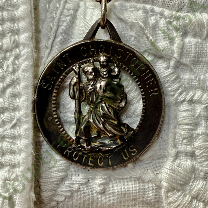 Vintage Sterling Silver Saint Christopher Necklace st. christopher