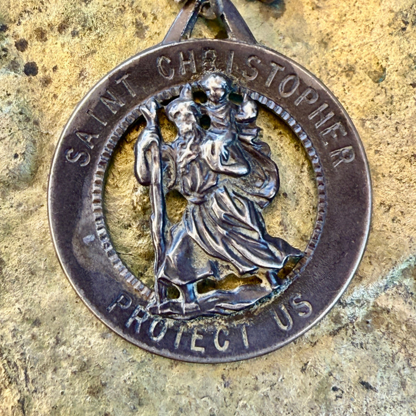 Vintage Sterling Silver Saint Christopher Necklace st. christopher