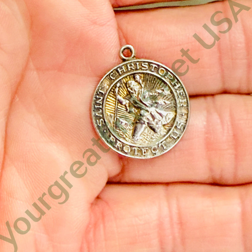 Vintage Sterling Silver Saint Christopher Pendant St. Christopher