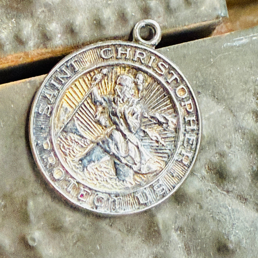 Vintage Sterling Silver Saint Christopher Pendant St. Christopher