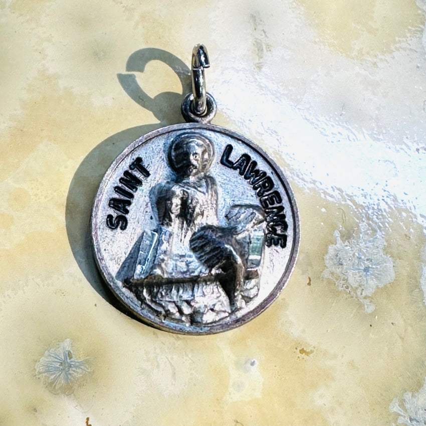 Vintage Sterling Silver Saint Lawrence Devotional Pendant