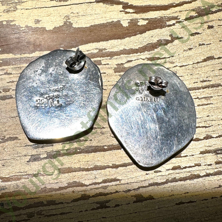 Vintage Sterling Silver Scallop Shell Pierced Post Earrings Mexico