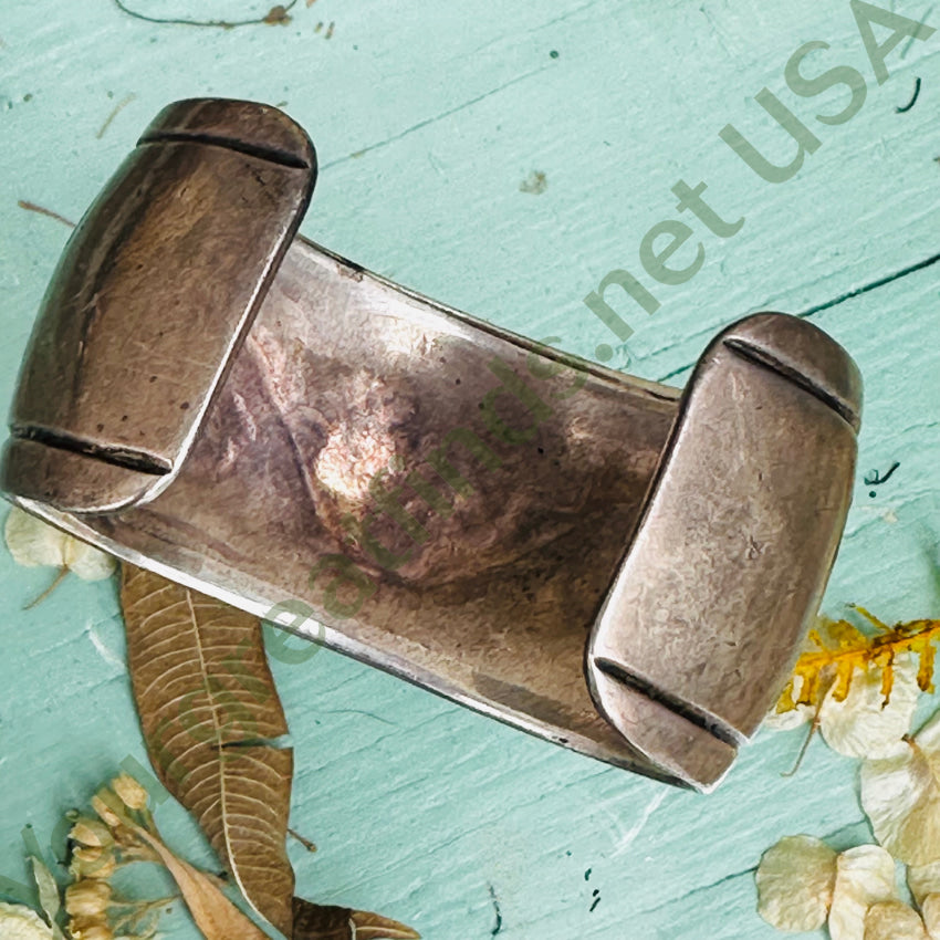 Vintage Sterling Silver Shiprock Mosaic Wide Cuff Bracelet Bracelet