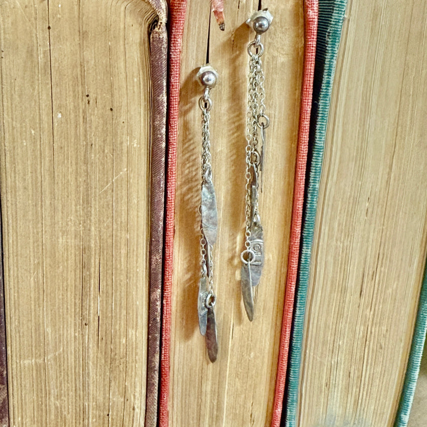 Vintage Sterling Silver Shoulder Duster Pierced Post Earrings Earrings