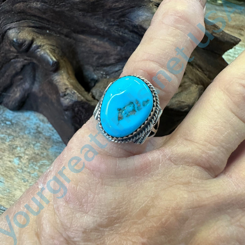 Vintage Sterling Silver Sleeping Beauty Mine Turquoise Ring Size 6