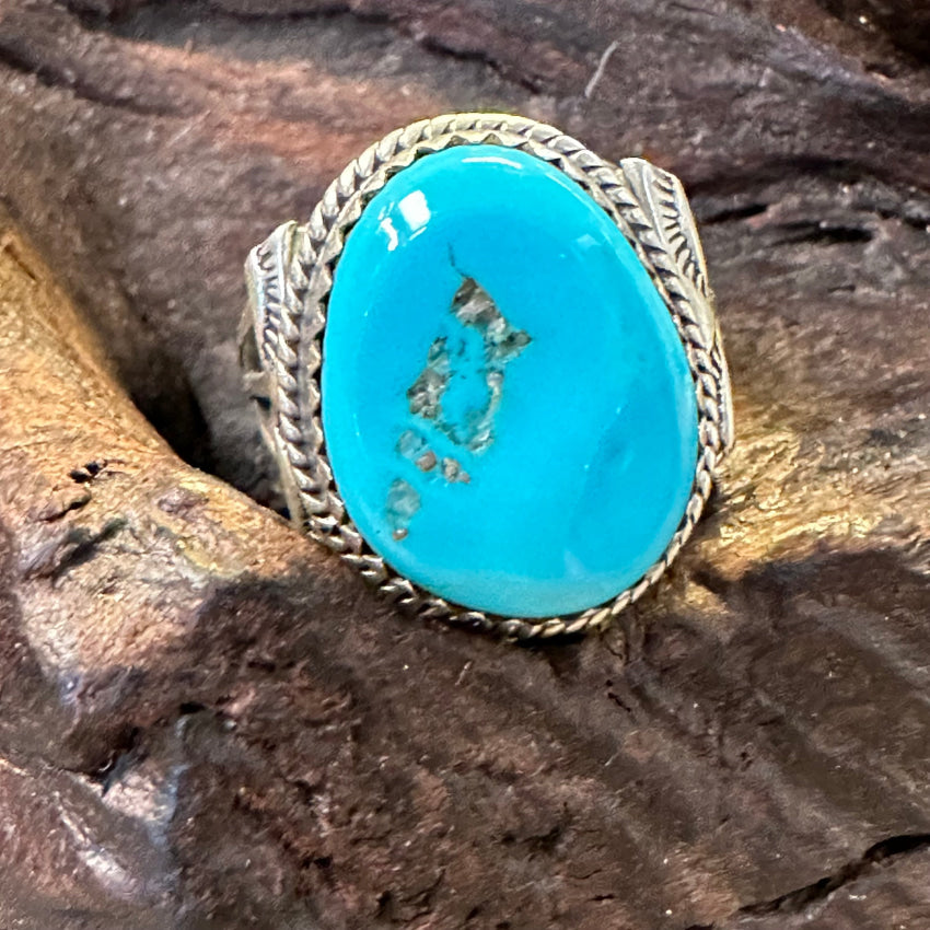 Vintage Sterling Silver Sleeping Beauty Mine Turquoise Ring Size 6