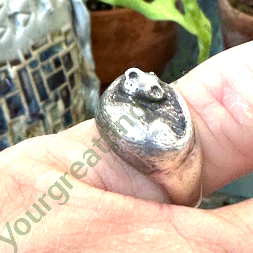 Vintage Sterling Silver Sleeping Cat Ring Size 6