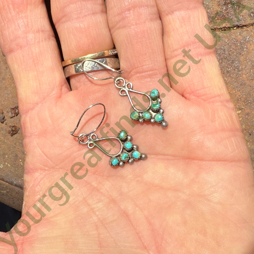 Vintage Sterling Silver Snake Eye Turquoise Pierced Earrings earrings