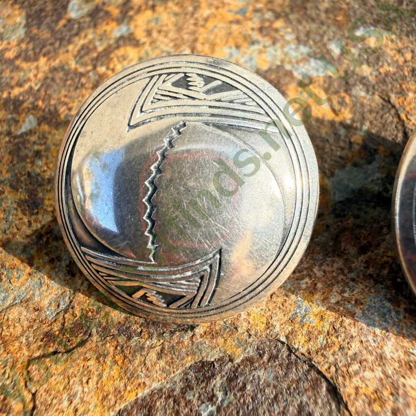 Vintage Sterling Silver Southwestern Button Pierced Post Earrings pierced post earrings