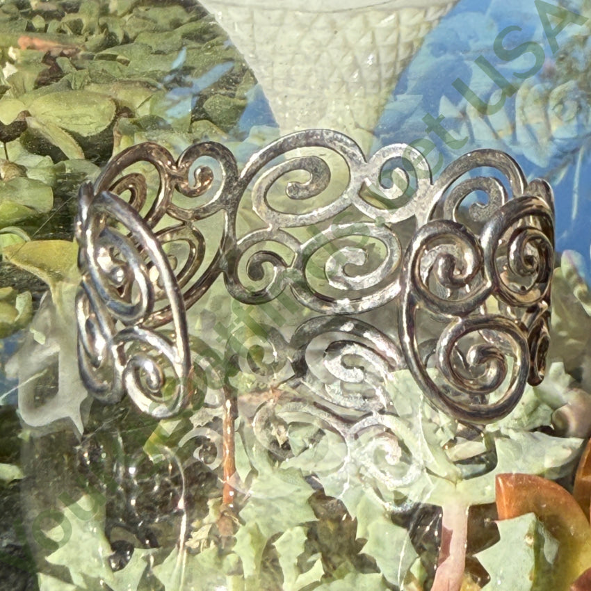 Vintage Sterling Silver Spiral Design Wide Cuff Bracelet bracelet