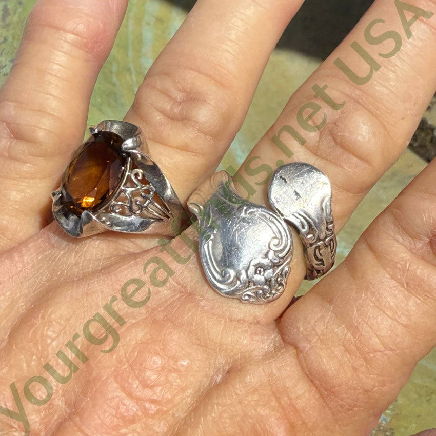 Vintage Sterling Silver Spoon Ring Bypass Adjustable Ring