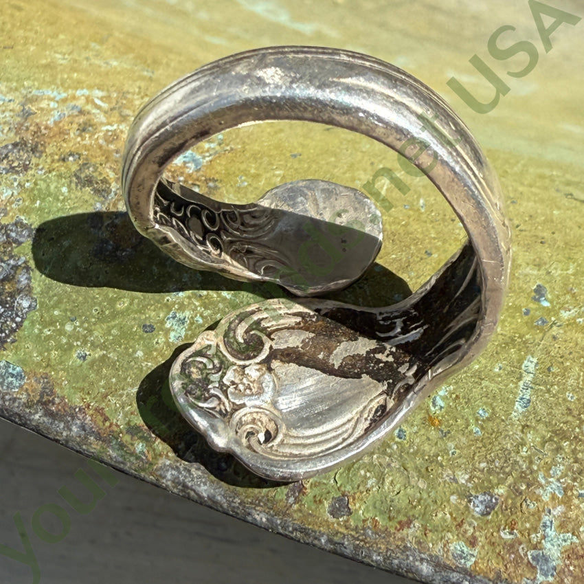 Vintage Sterling Silver Spoon Ring Bypass Adjustable Ring