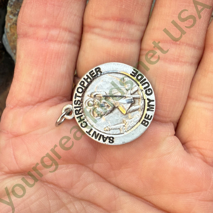 Vintage Sterling Silver St. Christopher Pendant Protection Catholic pendant