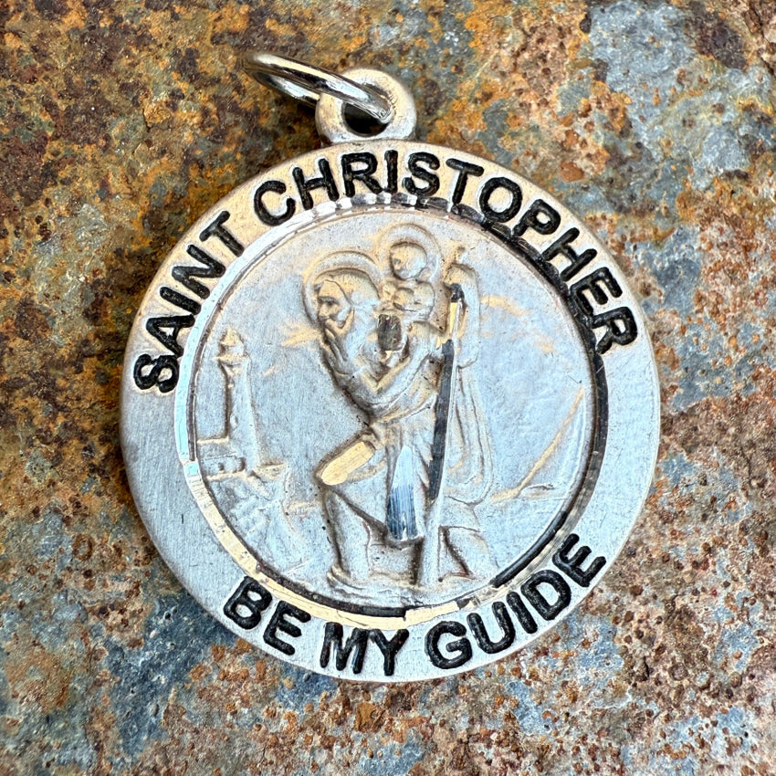 Vintage Sterling Silver St. Christopher Pendant Protection Catholic pendant