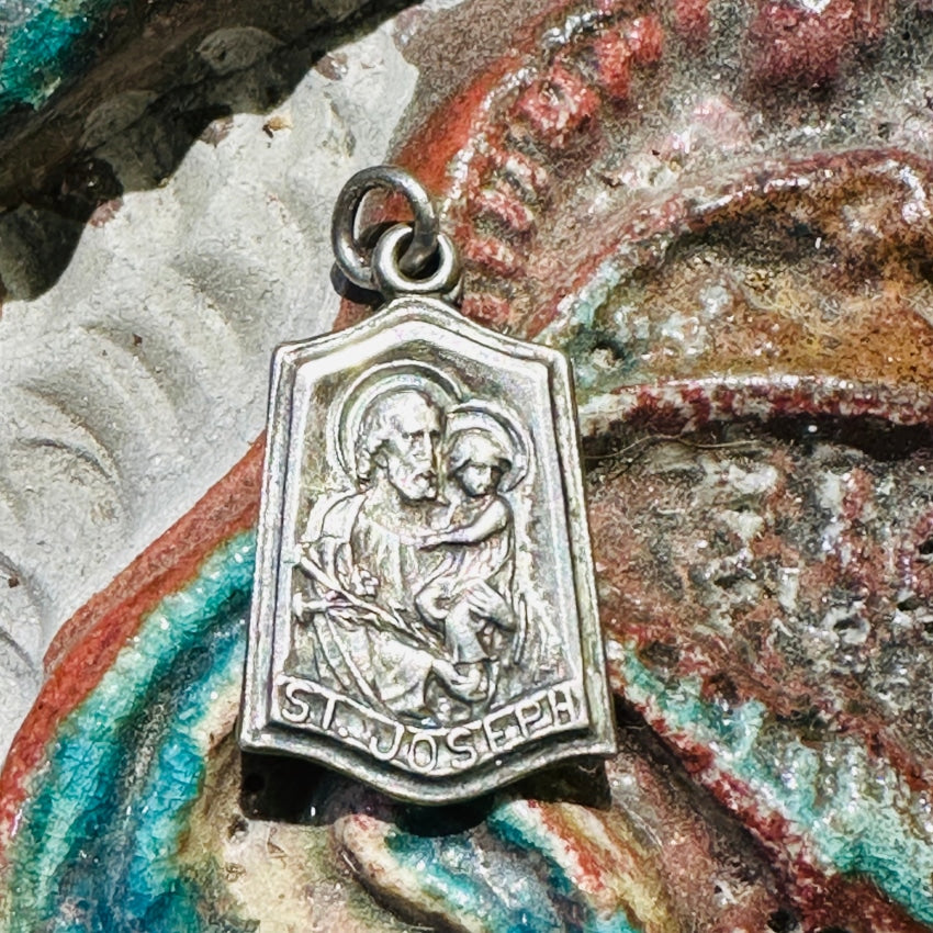 Vintage Sterling Silver St. Joseph Devotional Pendant Charm