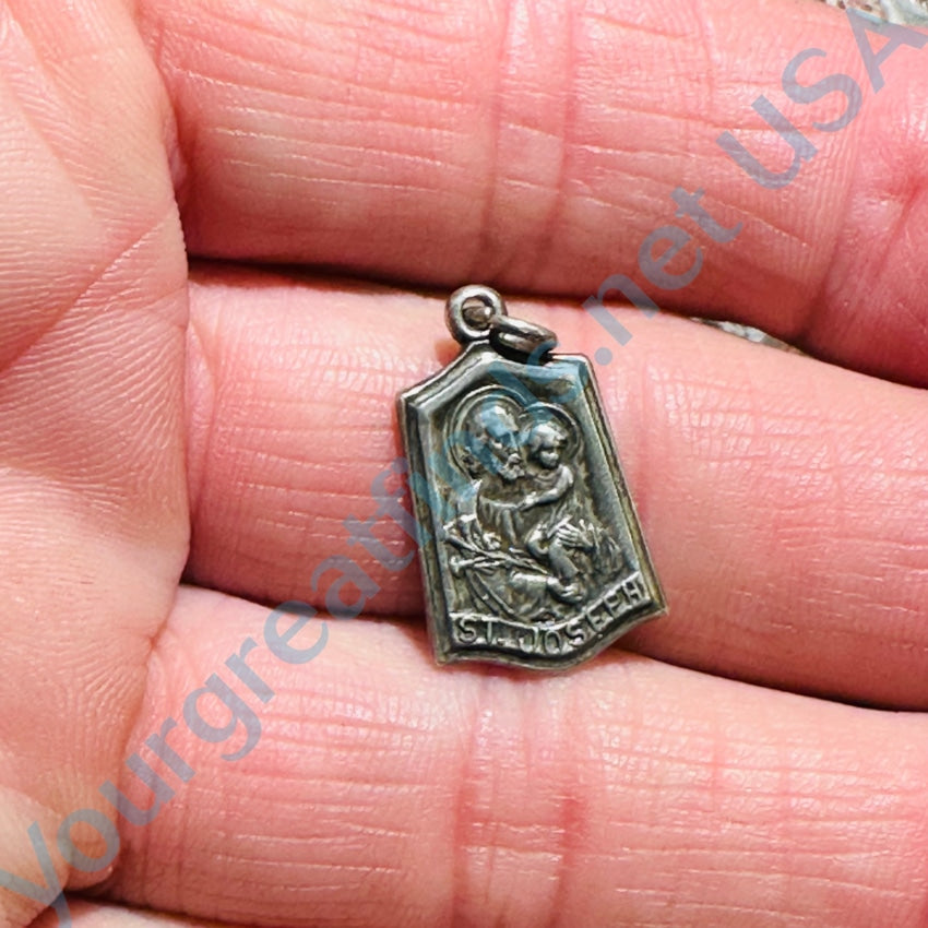 Vintage Sterling Silver St. Joseph Devotional Pendant Charm