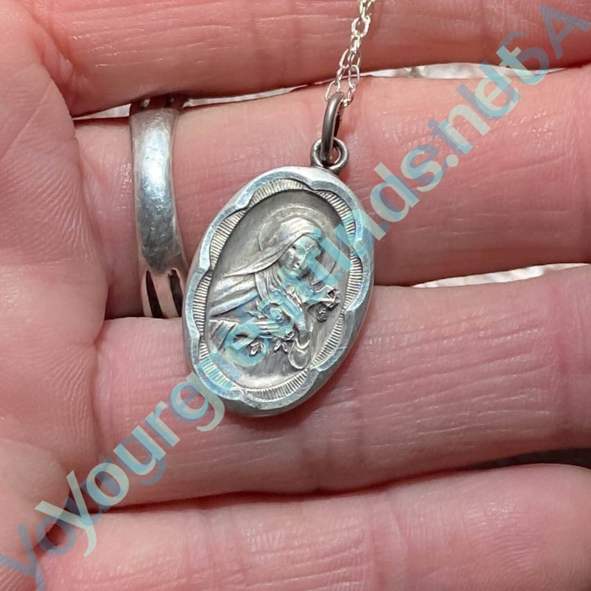 Vintage Sterling Silver St. Theresa Necklace Catholic Yourgreatfinds