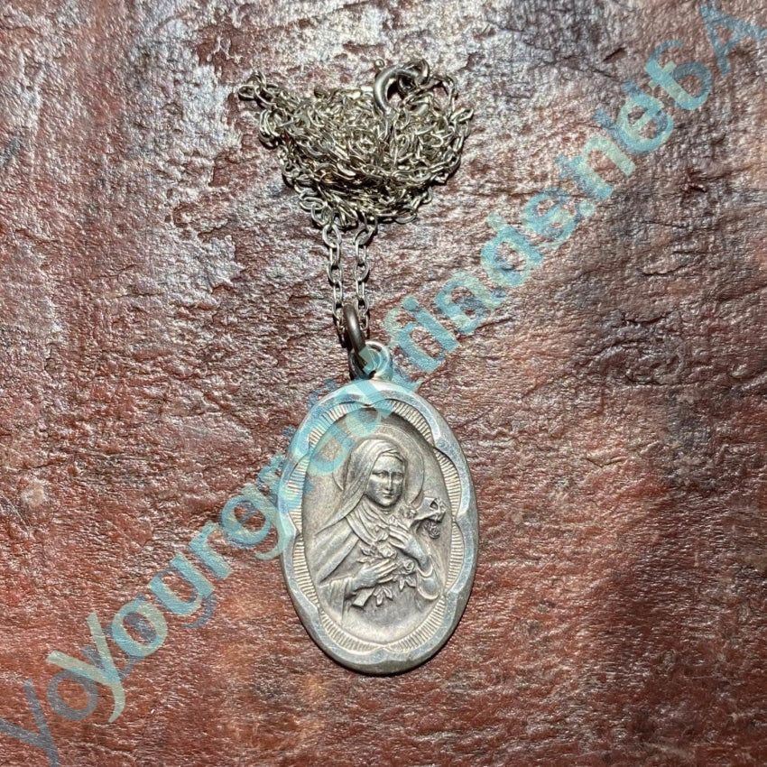Vintage Sterling Silver St. Theresa Necklace Catholic Yourgreatfinds