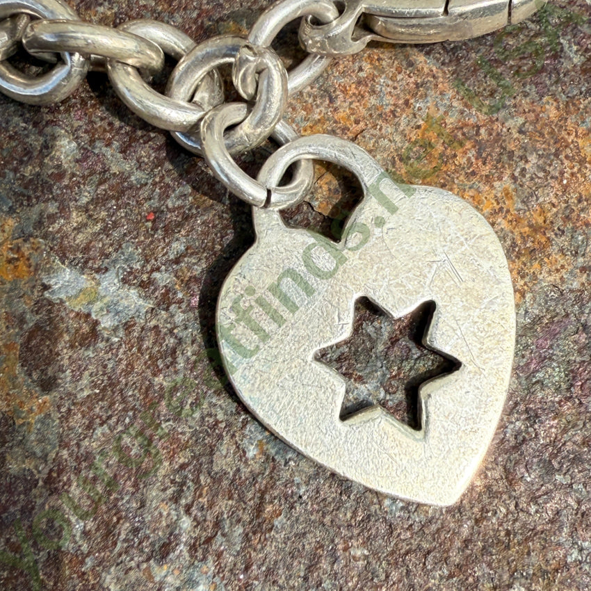 Vintage Sterling Silver Star Heart Charm Bracelet bracelet