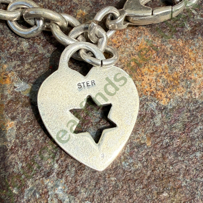 Vintage Sterling Silver Star Heart Charm Bracelet bracelet