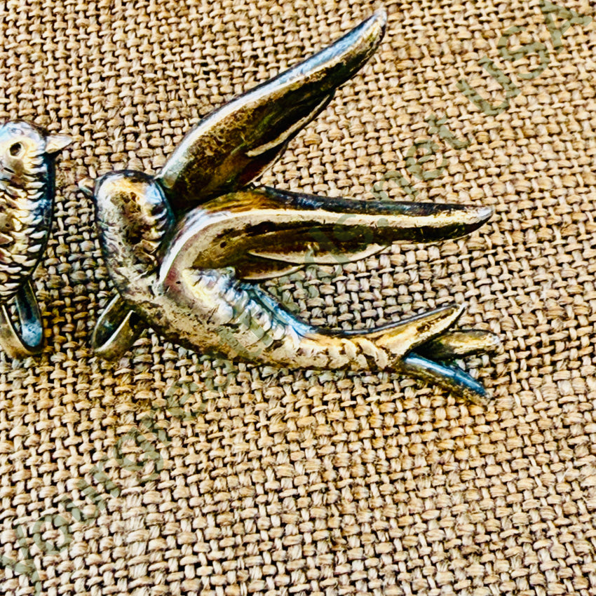 Vintage Sterling Silver Swallow Bird Clip Earrings ring