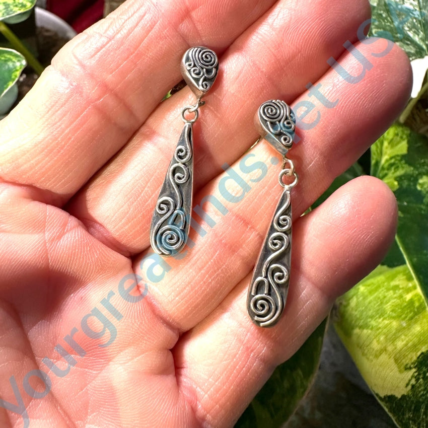 Vintage Sterling Silver Swirl Pierced Post Earrings