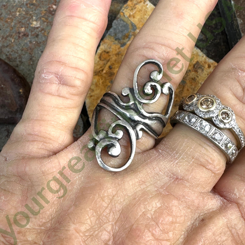 Vintage Sterling Silver Swirl Ring 7.75 Ring