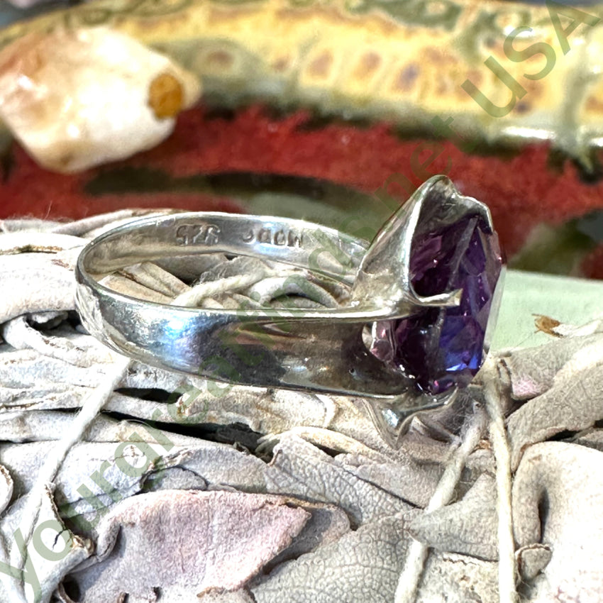 Vintage Sterling Silver Synthetic Alexandrite Ring Size 7