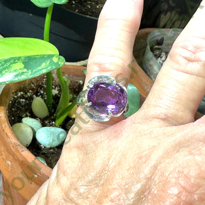 Vintage Sterling Silver Synthetic Alexandrite Ring Size 7