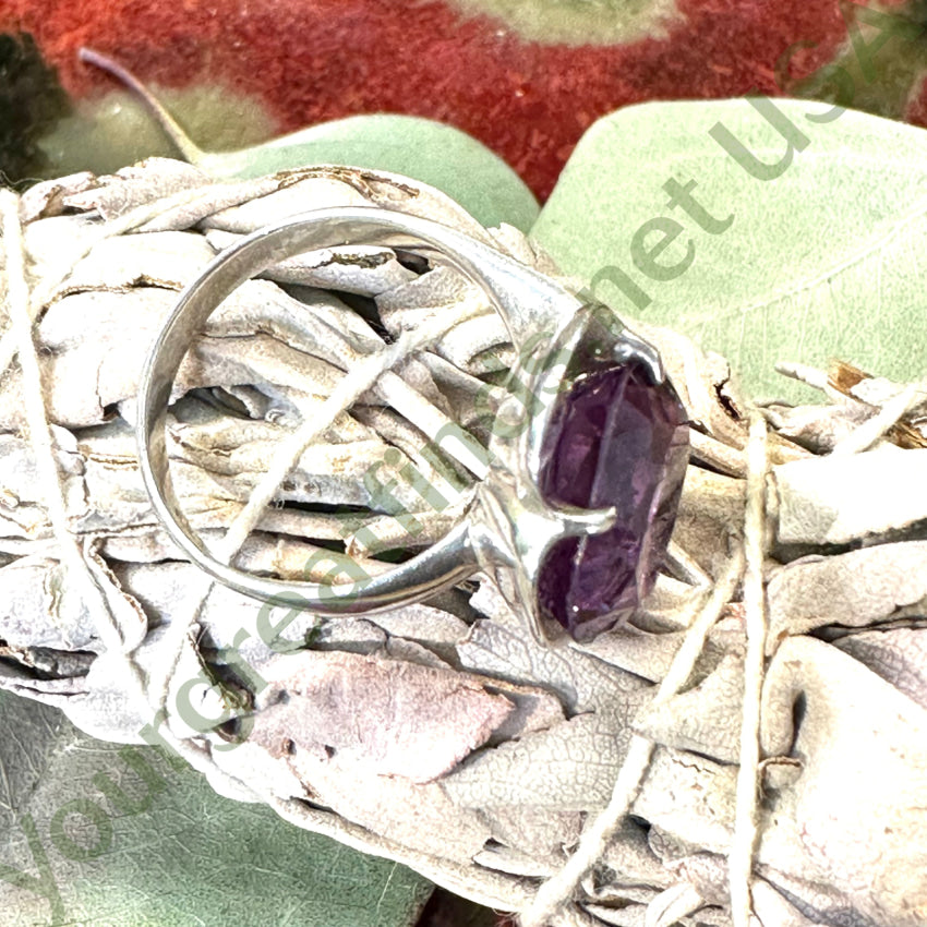 Vintage Sterling Silver Synthetic Alexandrite Ring Size 7