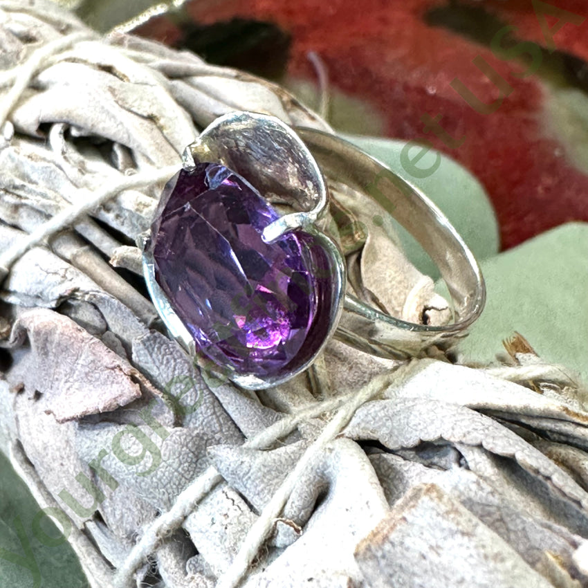 Vintage Sterling Silver Synthetic Alexandrite Ring Size 7