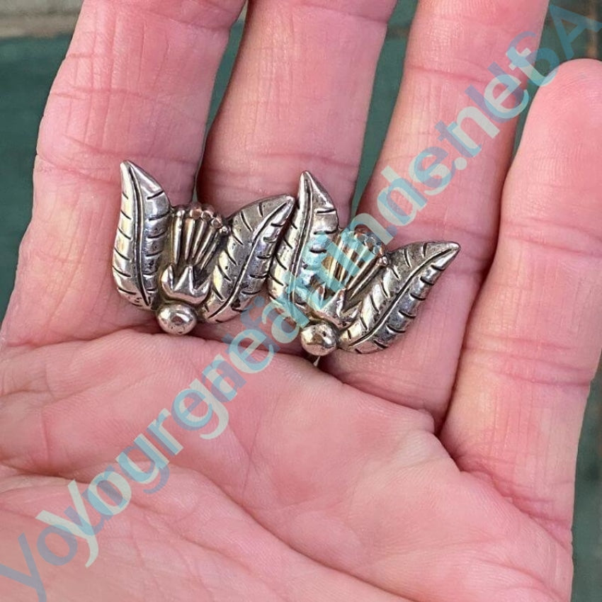 Vintage Sterling Silver Thistle Earrings Screw Back Yourgreatfinds