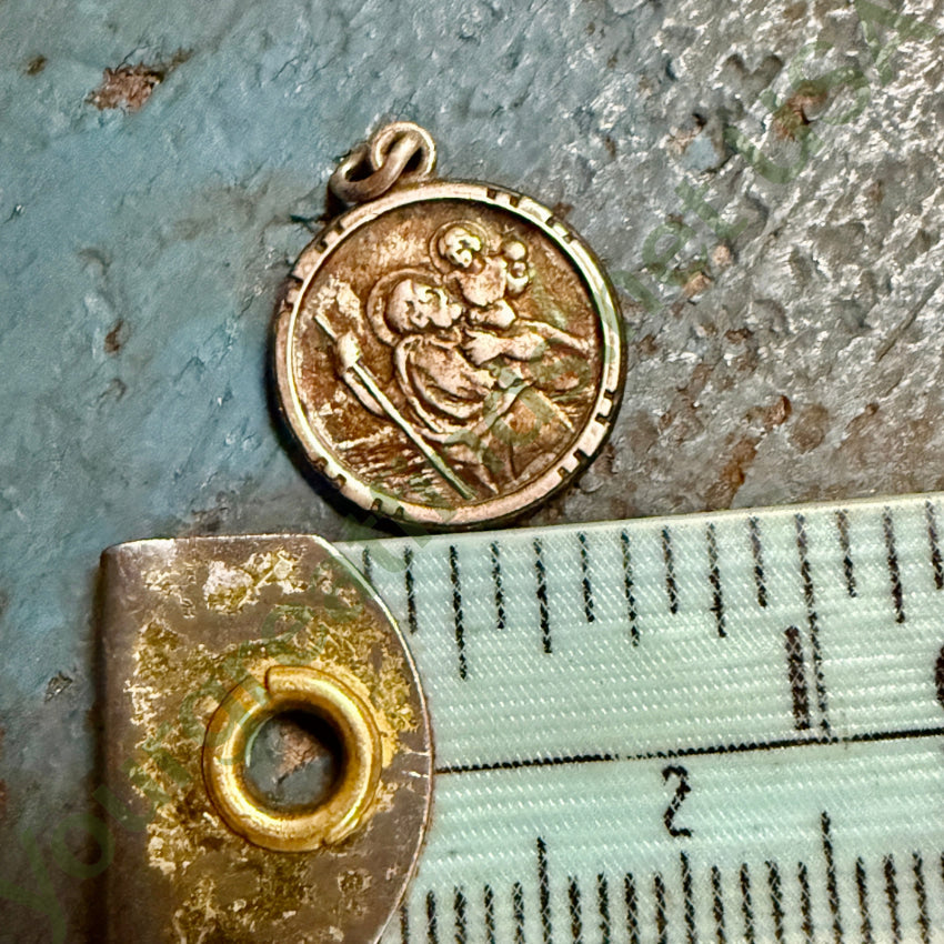 Vintage Sterling Silver Tiny Saint Christopher Pendant pendant