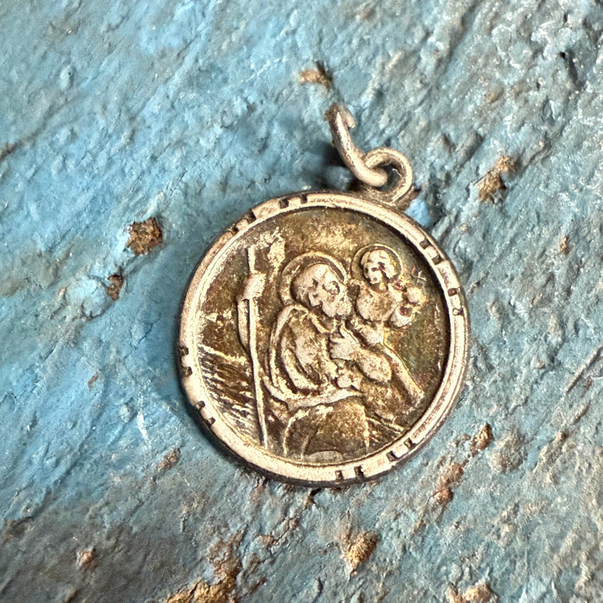 Vintage Sterling Silver Tiny Saint Christopher Pendant pendant