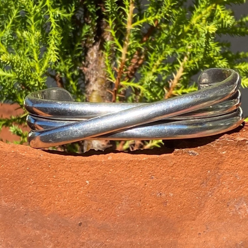 Vintage Sterling Silver Triple Cuff Bracelet Yourgreatfinds