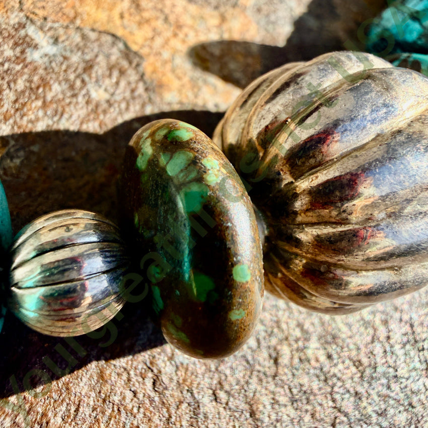 Vintage Sterling SIlver & Turquoise Beaded Necklace necklace