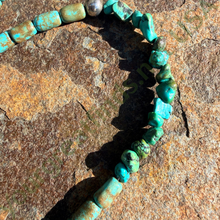 Vintage Sterling SIlver & Turquoise Beaded Necklace necklace