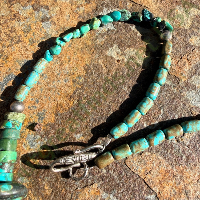 Vintage Sterling SIlver & Turquoise Beaded Necklace necklace