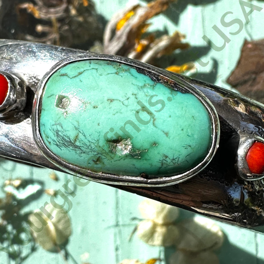 Vintage Sterling Silver Turquoise Coral Bracelet Michael Durkee