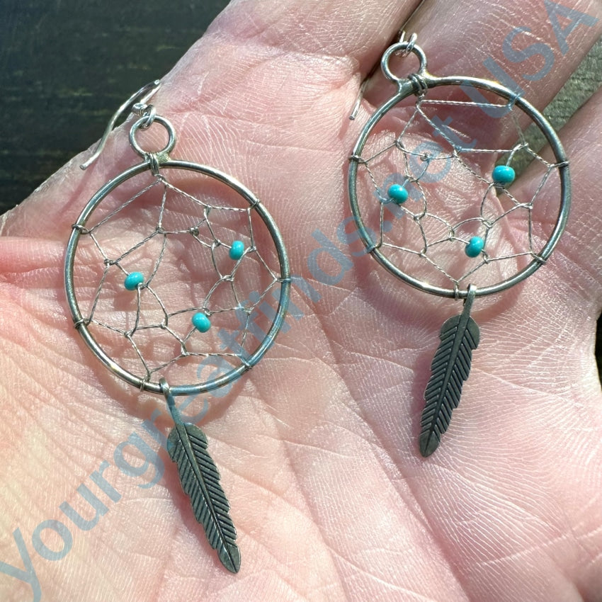 Large Vintage Sterling 2024 Dream Catcher Earrings