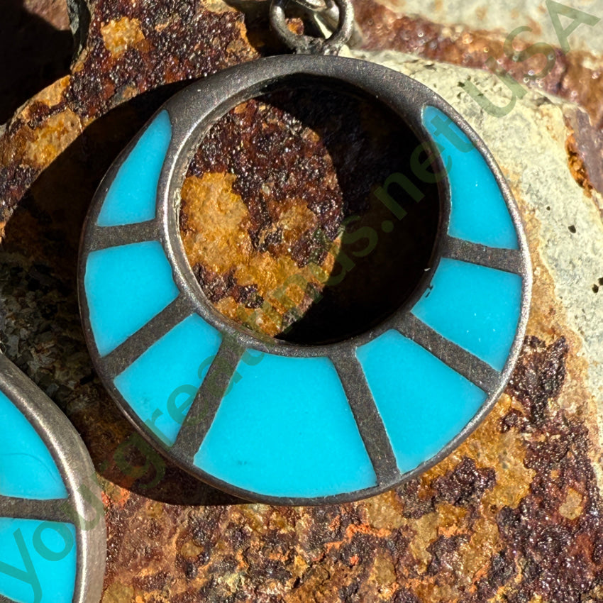 Vintage Sterling Silver Turquoise Enamel Screwback Earrings earrings