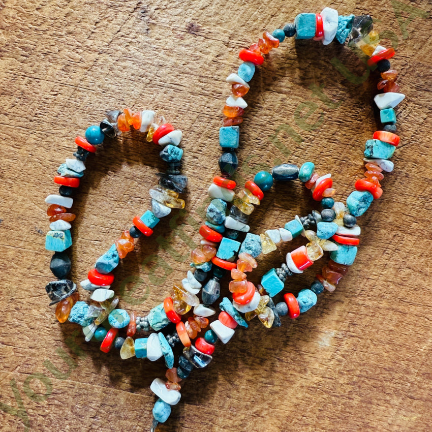 Vintage Sterling Silver Turquoise Gemstone Bead Lariat Necklace Necklace