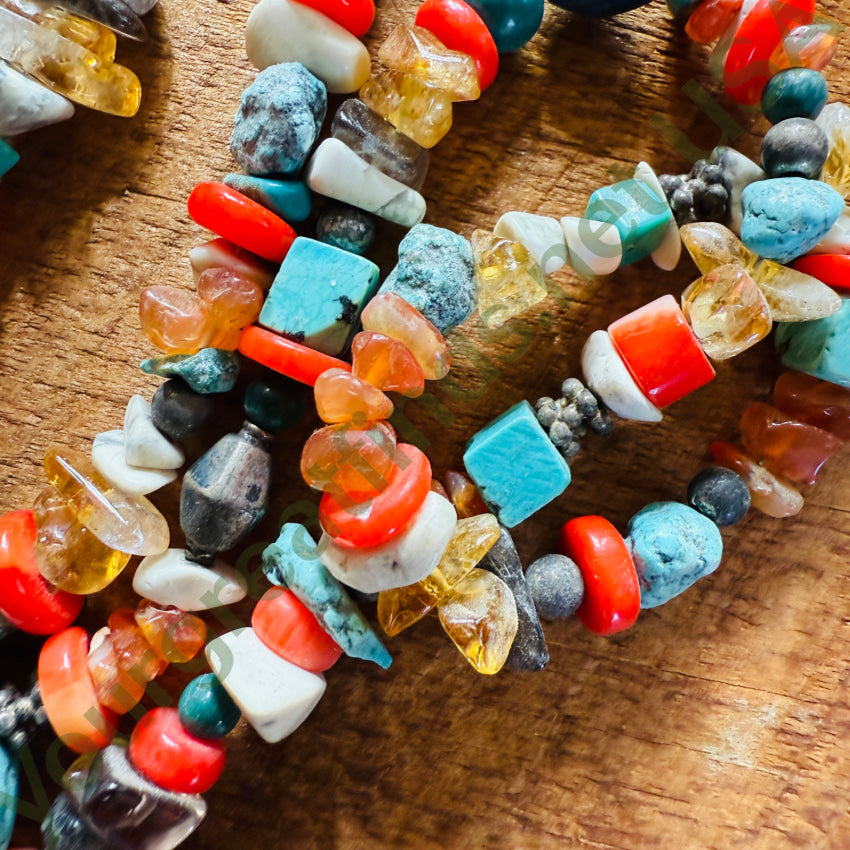 Vintage Sterling Silver Turquoise Gemstone Bead Lariat Necklace Necklace