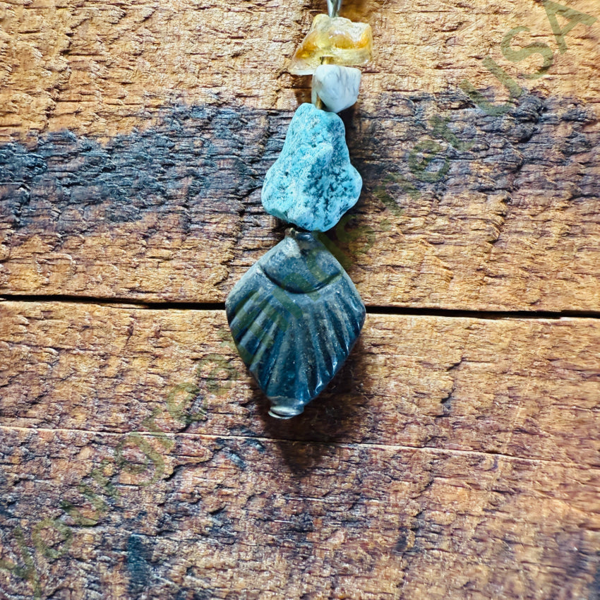 Vintage Sterling Silver Turquoise Gemstone Bead Lariat Necklace Necklace