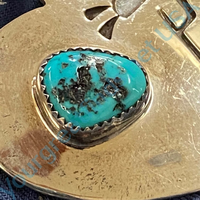Vintage Sterling Silver Turquoise Heart Pin Kokopelli