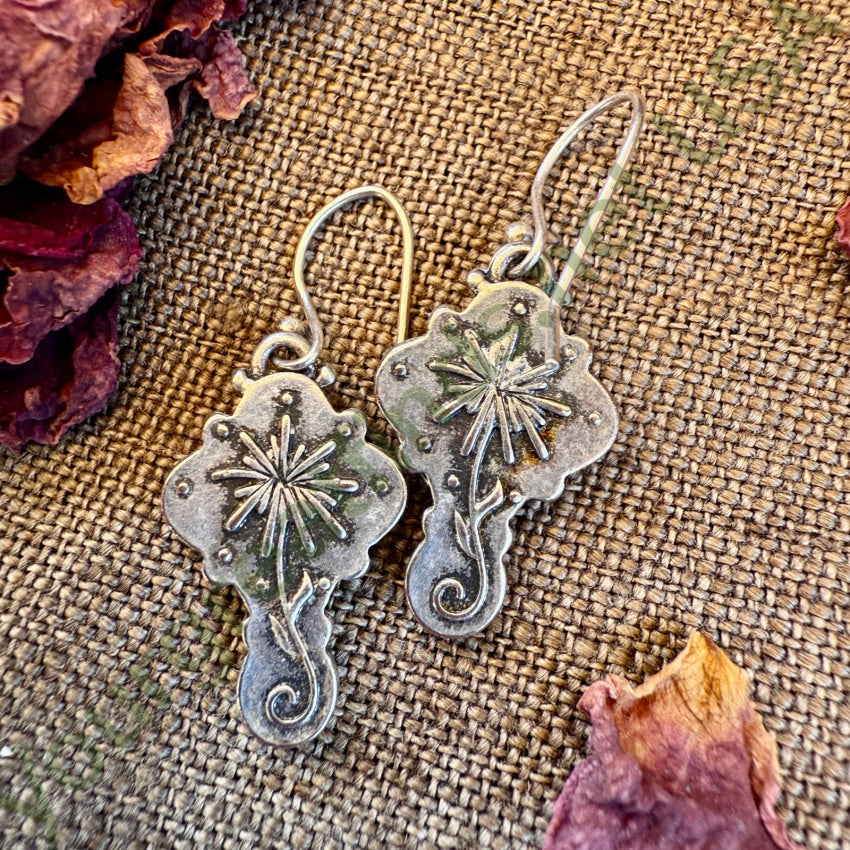 Vintage Sterling Silver & Turquoise Holy Cross Pierced Earrings earrings