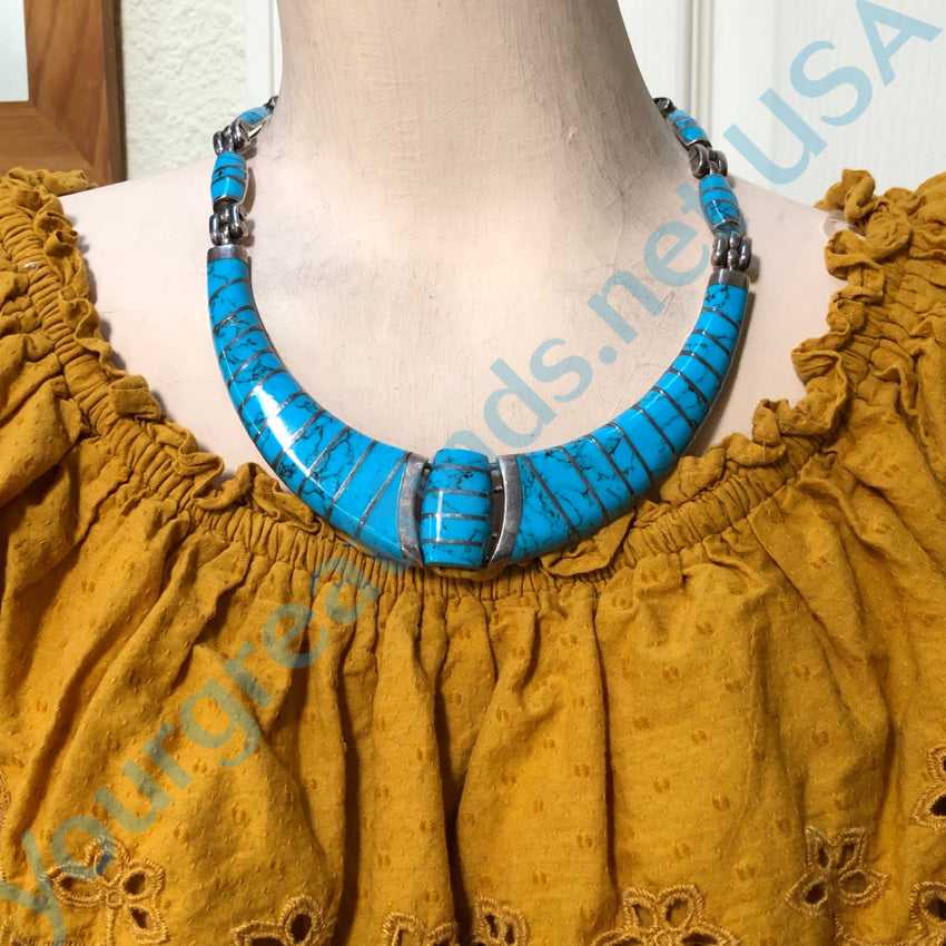 Vintage online Taxco Sterling Silver Turquoise Necklace