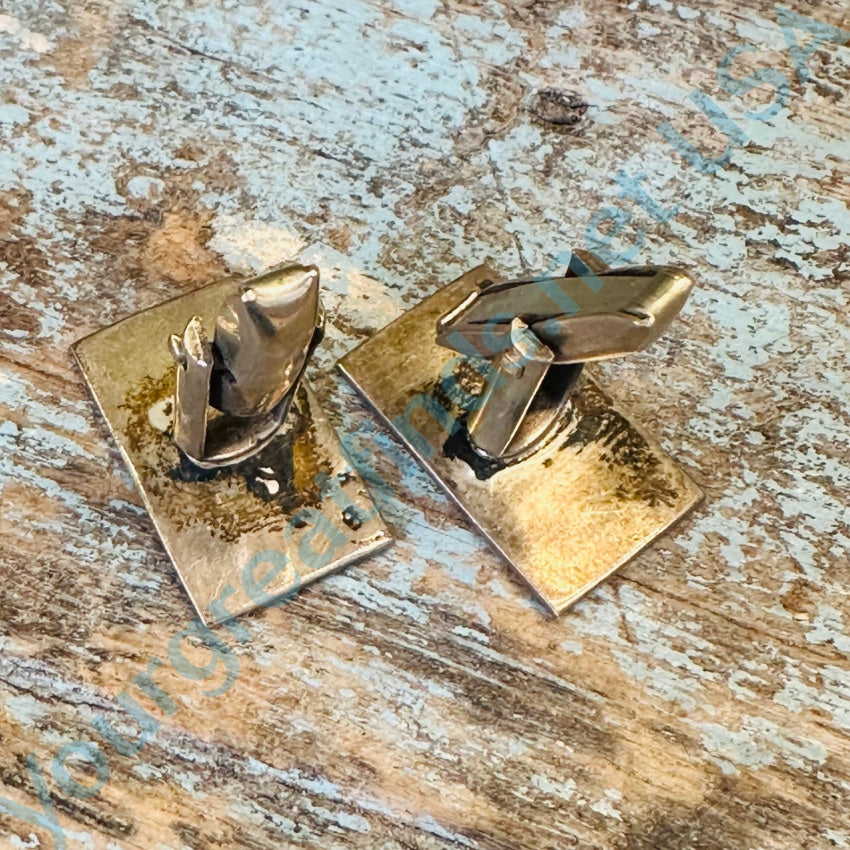 Vintage Sterling Silver Turquoise Inlay Cuff Links