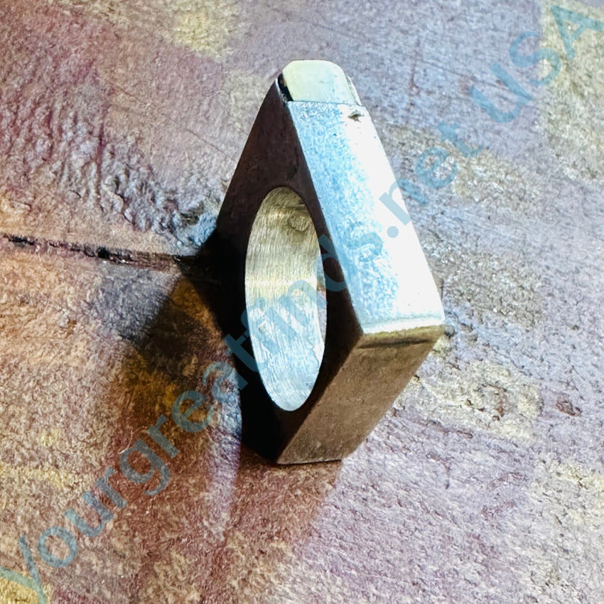 Vintage Sterling Silver Turquoise Inlay Square Ring Navajo Larry Castillo 7.5